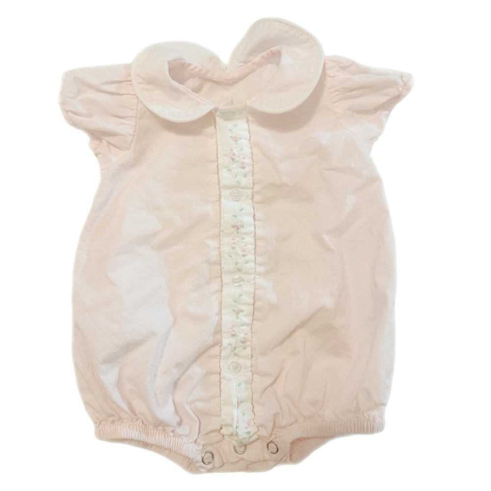 Baby Son Pink Embroidered Peter Pan Collar Onesie NB